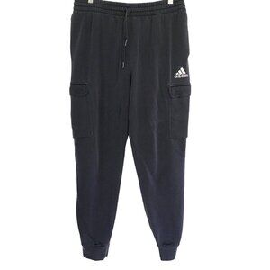 ADIDAS- MENS NAVY ELASIC WAIST TAPPER CUFF LEG SIDE POCKETS SWEATPANT SIZE LARGE